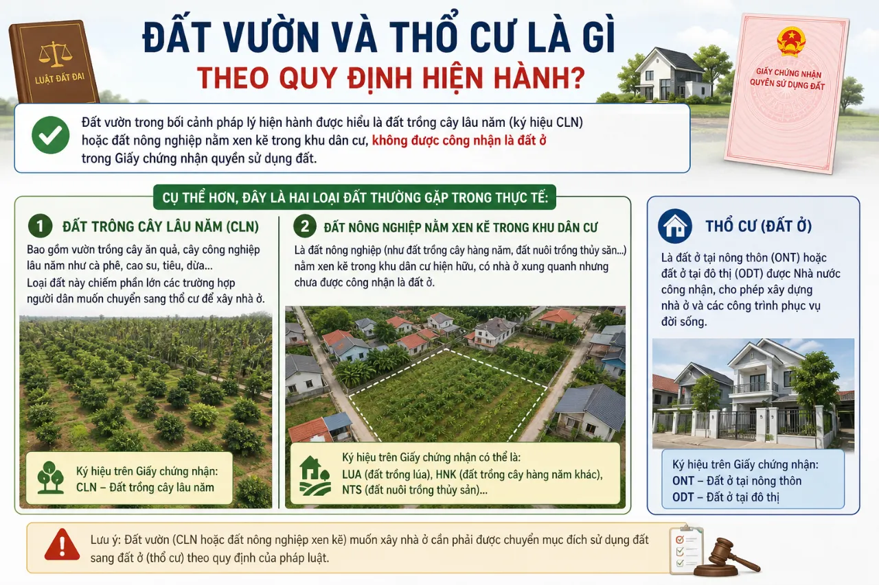 Đất vườn và thổ cư là gì theo quy định hiện hành?