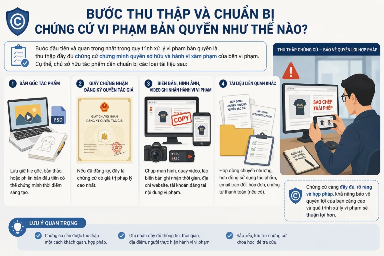 Bước Thu Thập Và Chuẩn Bị Chứng Cứ Vi Phạm Bản Quyền Như Thế Nào?