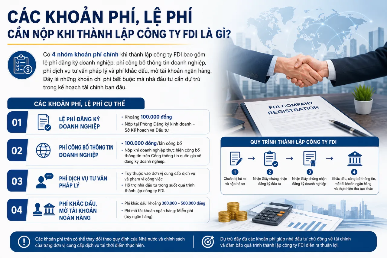 Các Khoản Phí, Lệ Phí Cần Nộp Khi Thành Lập Công Ty FDI Là Gì?