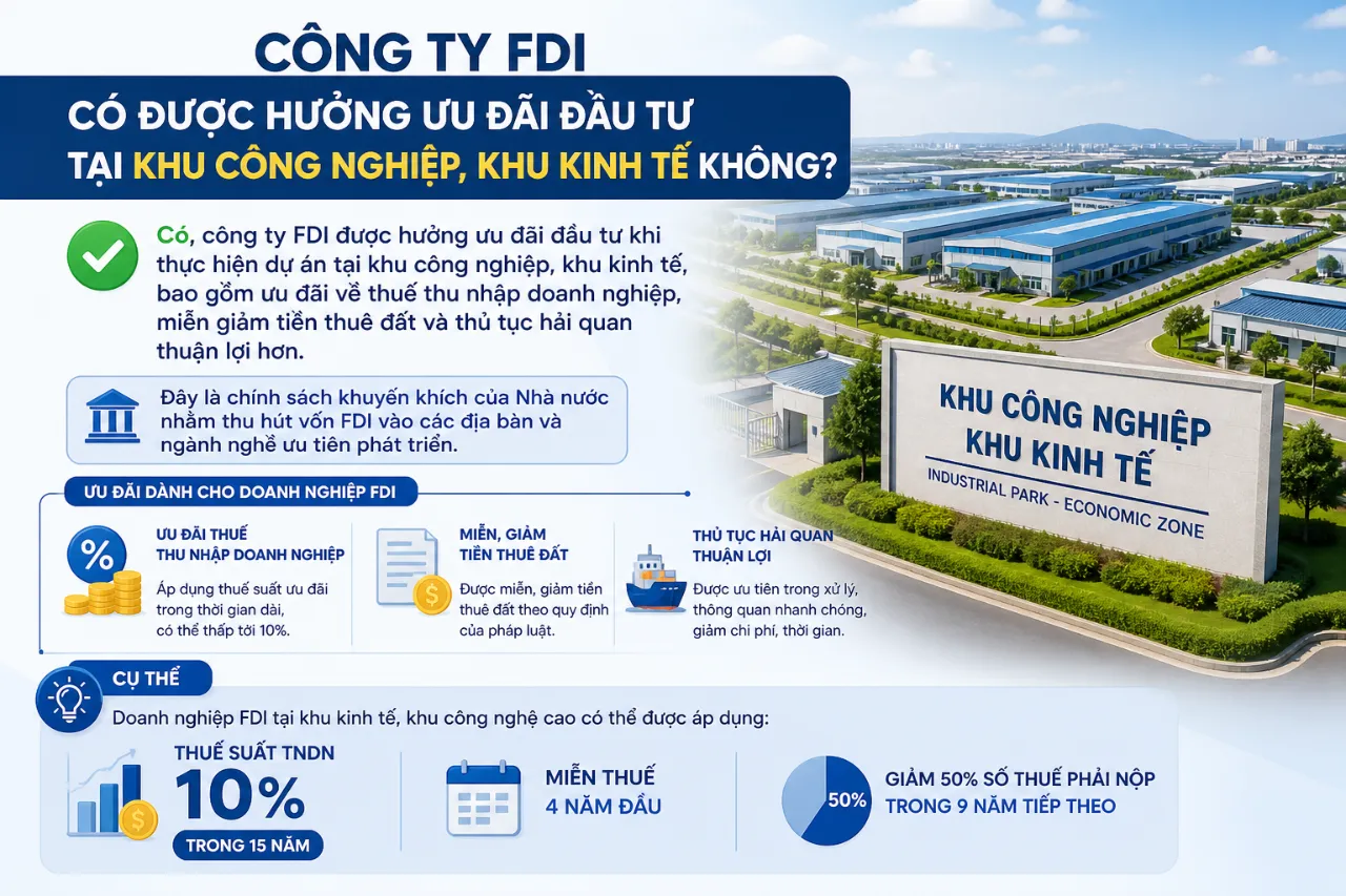 Công Ty FDI Có Được Hưởng Ưu Đãi Đầu Tư Tại Khu Công Nghiệp, Khu Kinh Tế Không?