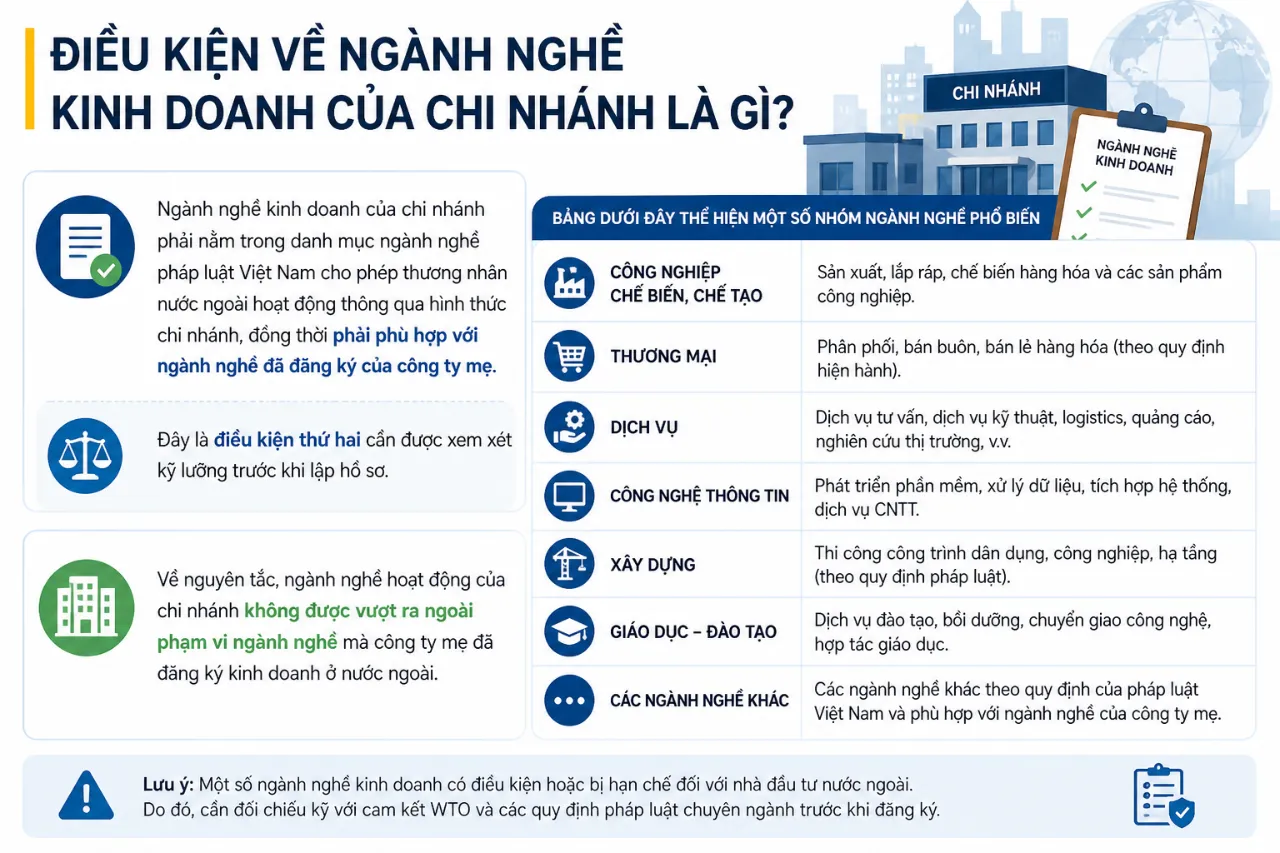 Điều Kiện Về Ngành Nghề Kinh Doanh Của Chi Nhánh Là Gì?