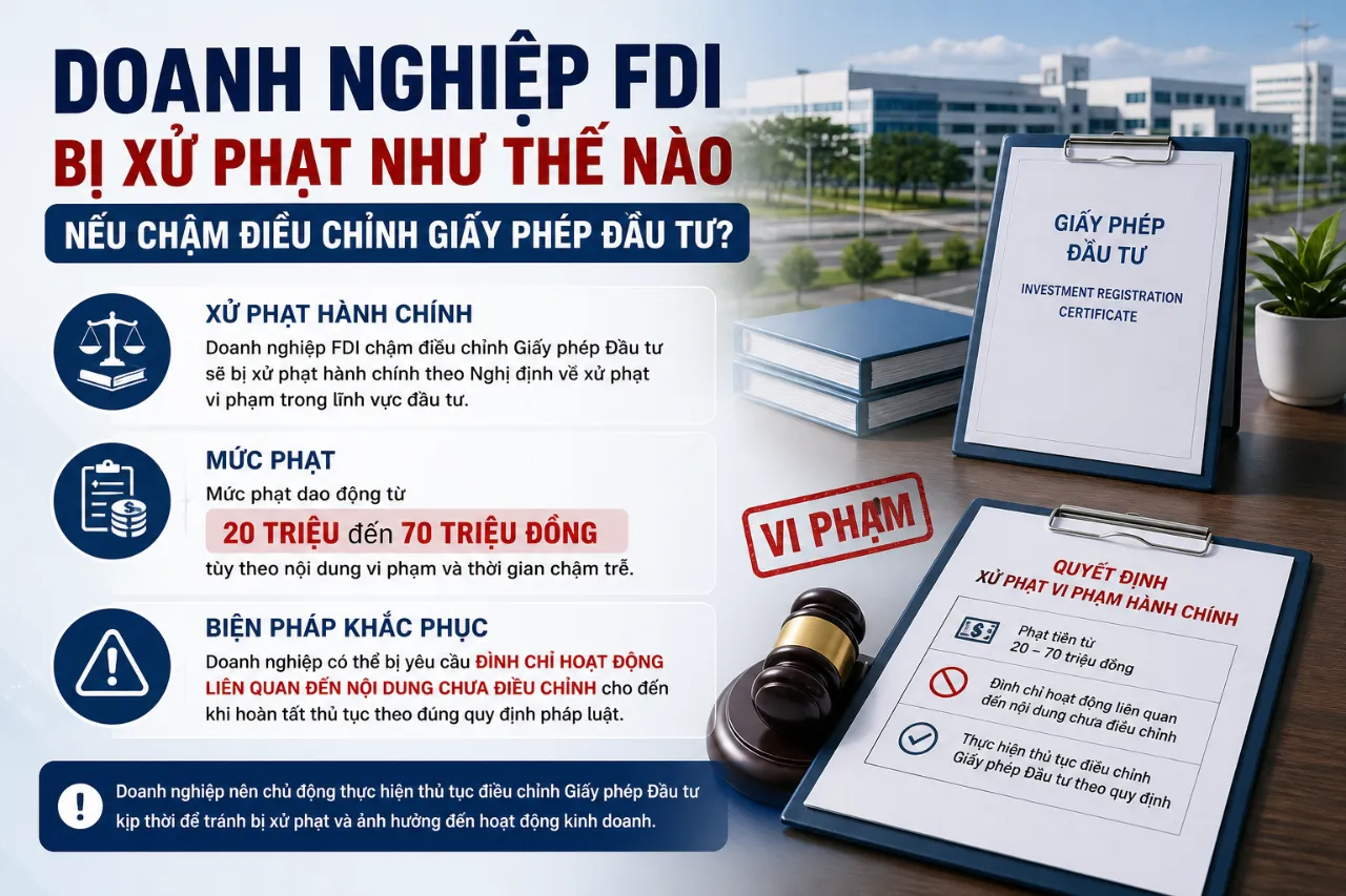 Doanh nghiệp FDI bị xử phạt như thế nào nếu chậm Điều chỉnh Giấy phép Đầu tư?
