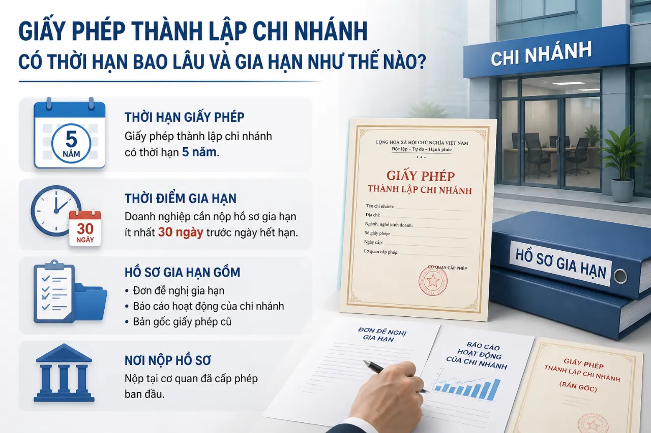 Giấy Phép Thành Lập Chi Nhánh Có Thời Hạn Bao Lâu Và Gia Hạn Như Thế Nào?