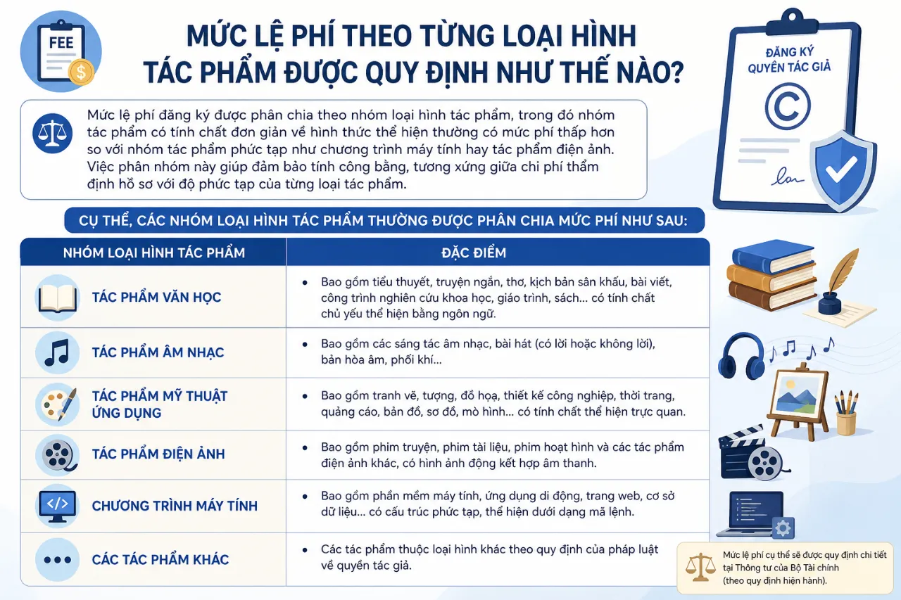 Mức Lệ Phí Theo Từng Loại Hình Tác Phẩm Được Quy Định Như Thế Nào?