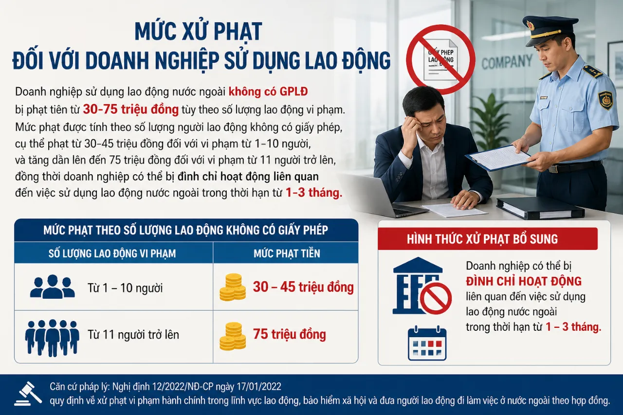 Mức xử phạt đối với doanh nghiệp sử dụng lao động