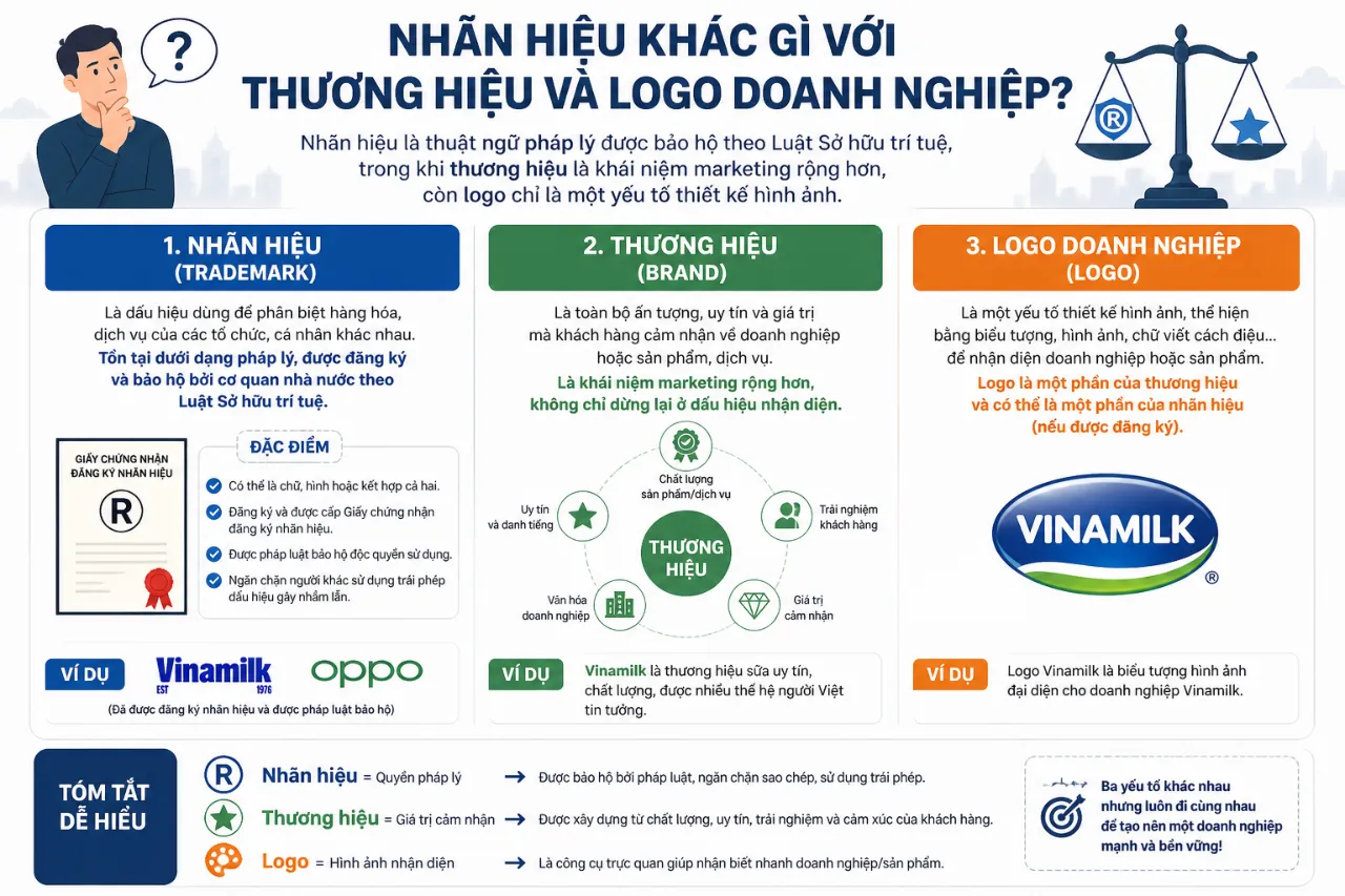 Nhãn Hiệu Khác Gì Với Thương Hiệu Và Logo Doanh Nghiệp?