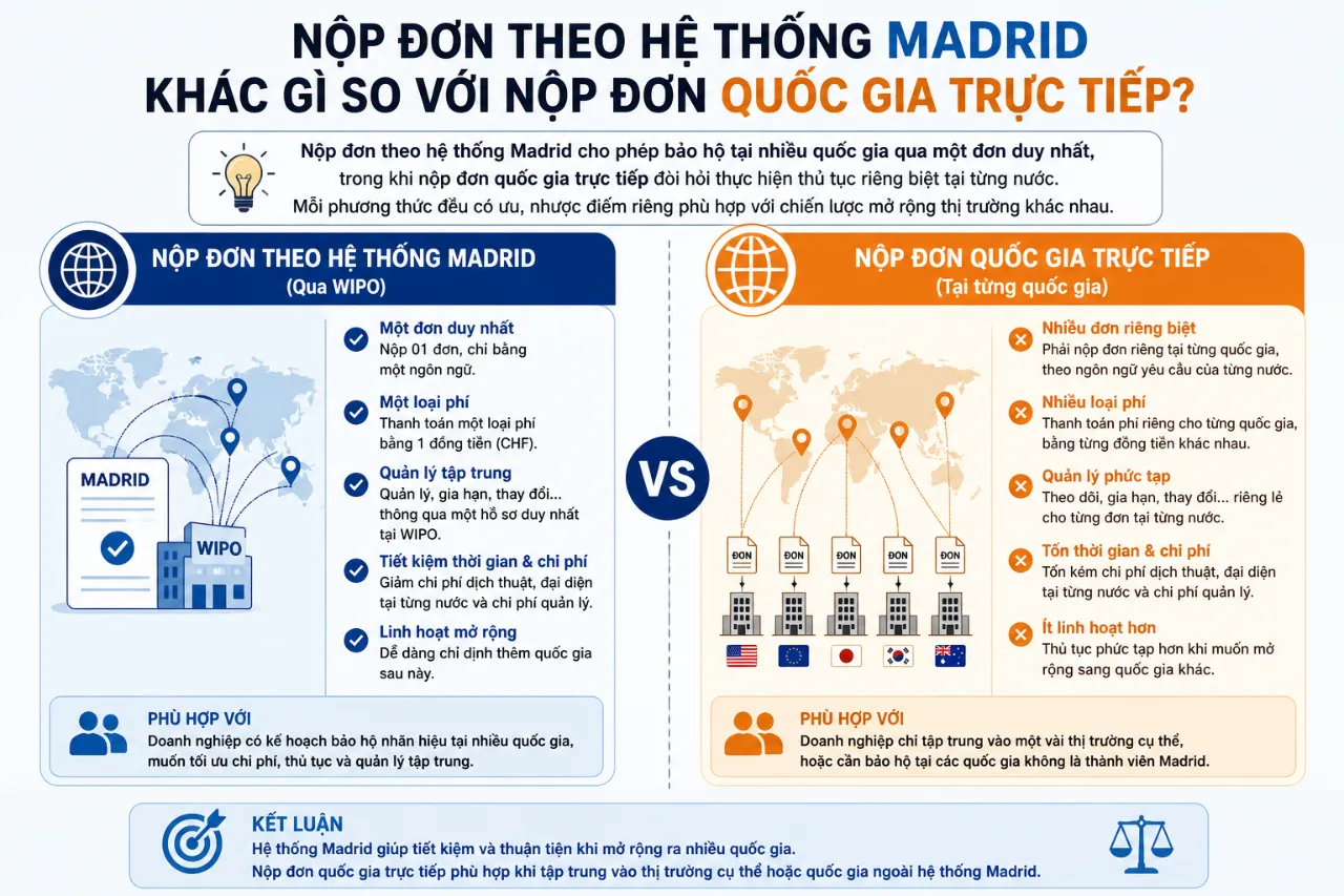 Nộp Đơn Theo Hệ Thống Madrid Khác Gì So Với Nộp Đơn Quốc Gia Trực Tiếp?