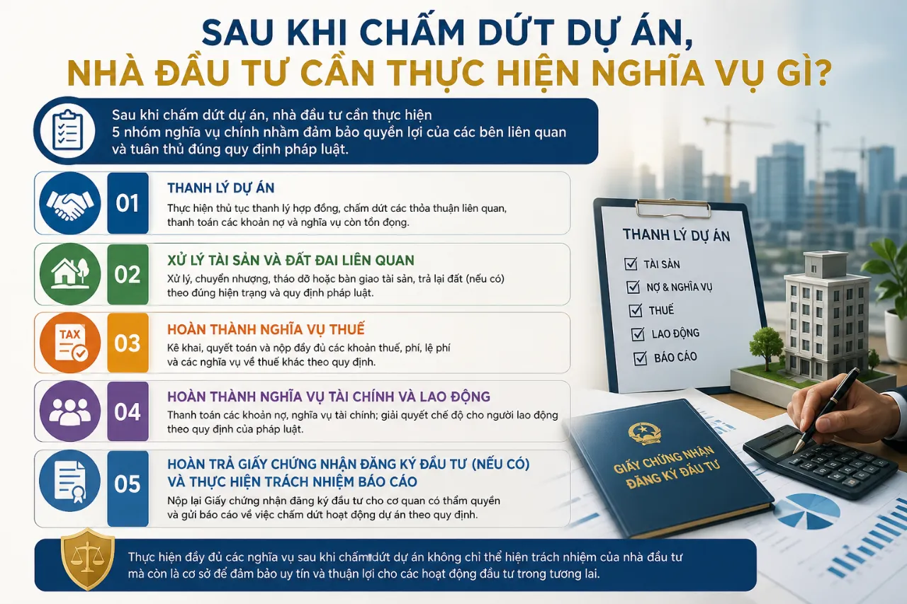 Sau Khi Chấm Dứt Dự Án, Nhà Đầu Tư Cần Thực Hiện Nghĩa Vụ Gì?
