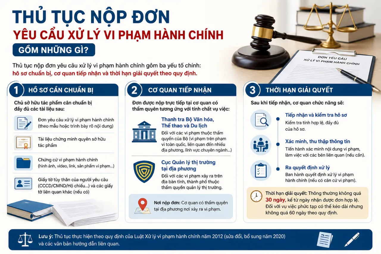 Thủ Tục Nộp Đơn Yêu Cầu Xử Lý Vi Phạm Hành Chính Gồm Những Gì?