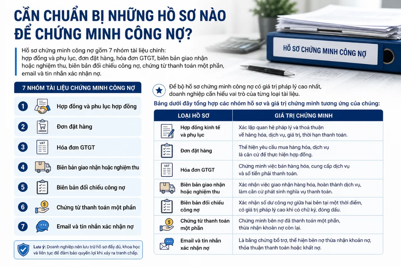 Cần chuẩn bị những hồ sơ nào để chứng minh công nợ?